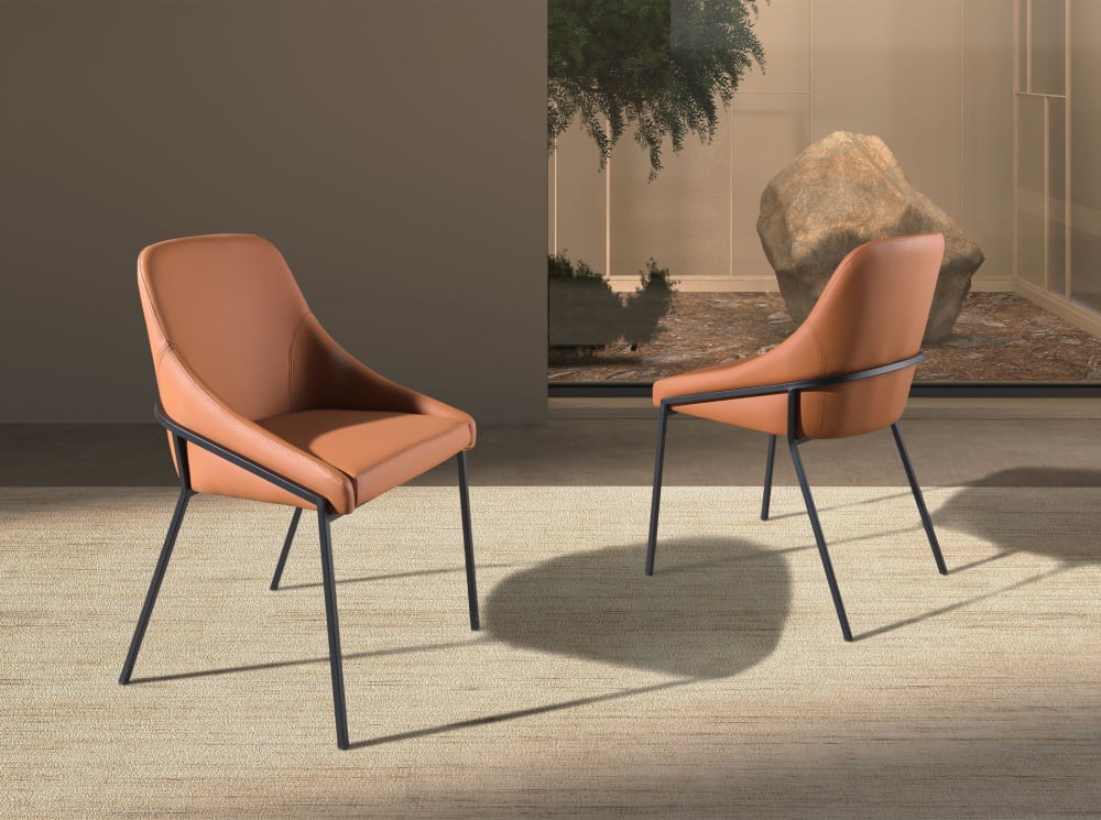 Orangefarbener Kunstlederstuhl - Maisons Du Monde