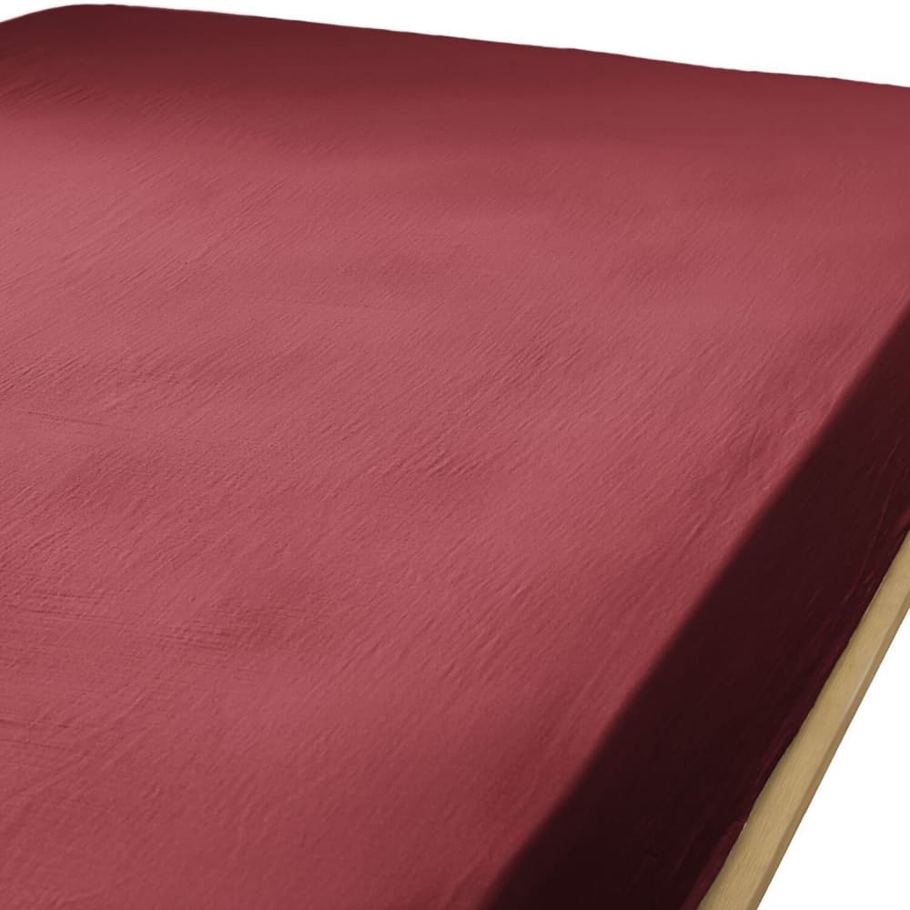 Drap housse en gaze de coton rouge 90x190 cm — vue 4