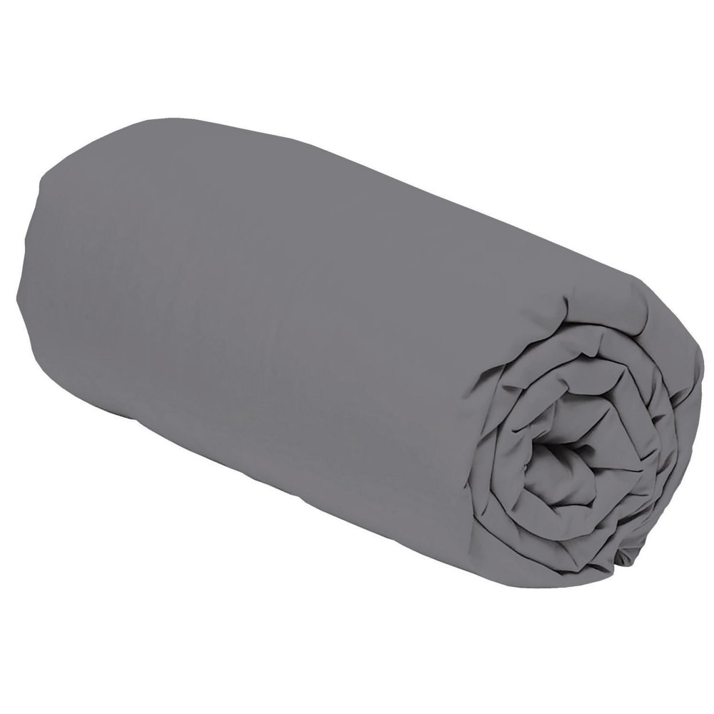 Drap housse en percale de coton gris 180x200 cm