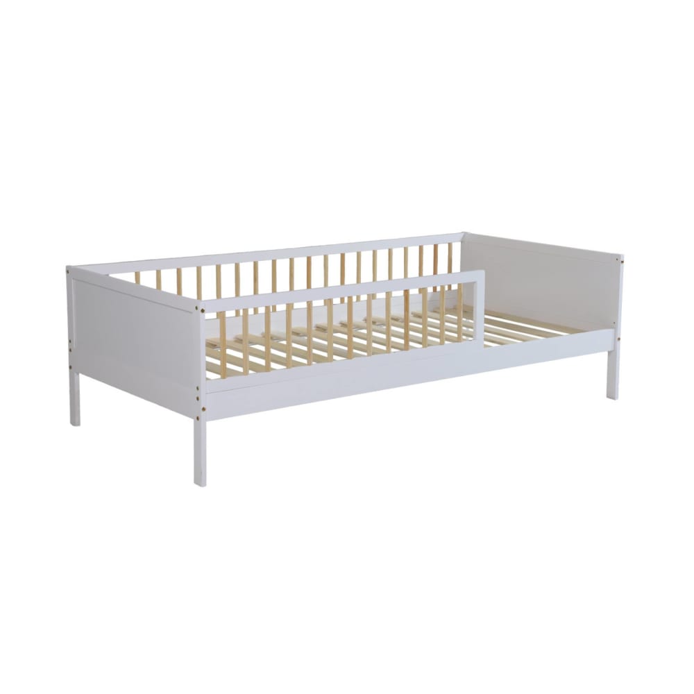 Lit enfant 90 x 190 cm pin naturel sommier inclus blanc