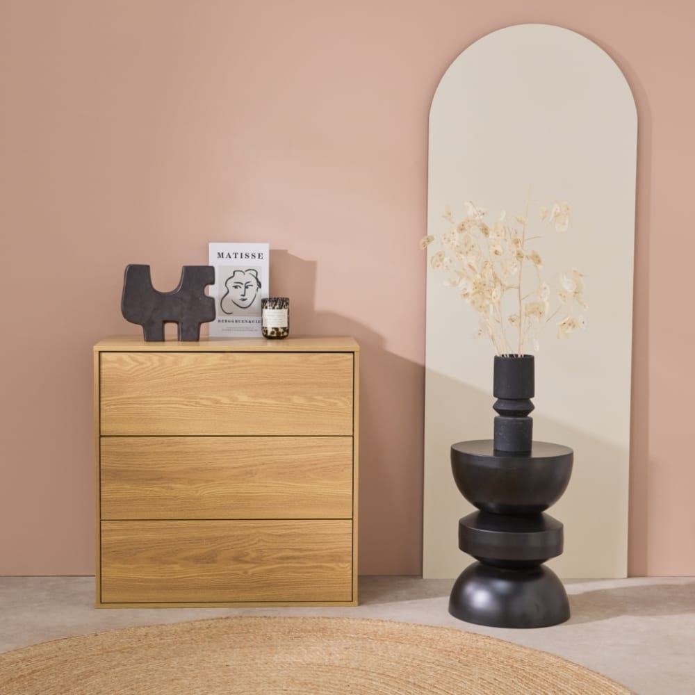 sweeek Aufbewahrungsmodul eichenfarbenes Holzdekor 3 Schubladen style modern Braun Spanplatte