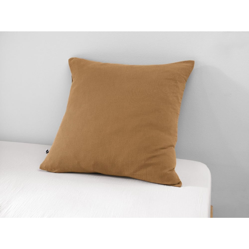 Taie d'oreiller en gaze de coton marron 60x60 cm — vue 4