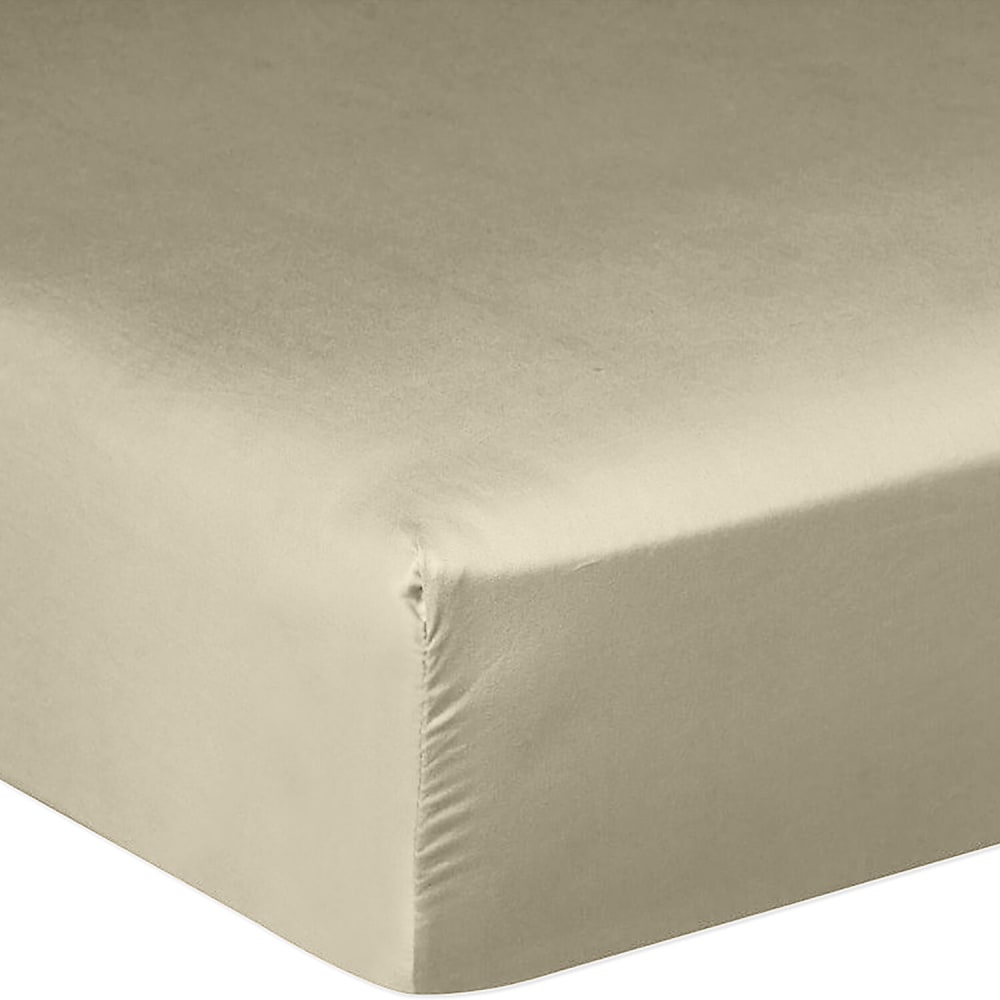 Drap housse en satin de coton beige 140x190 cm