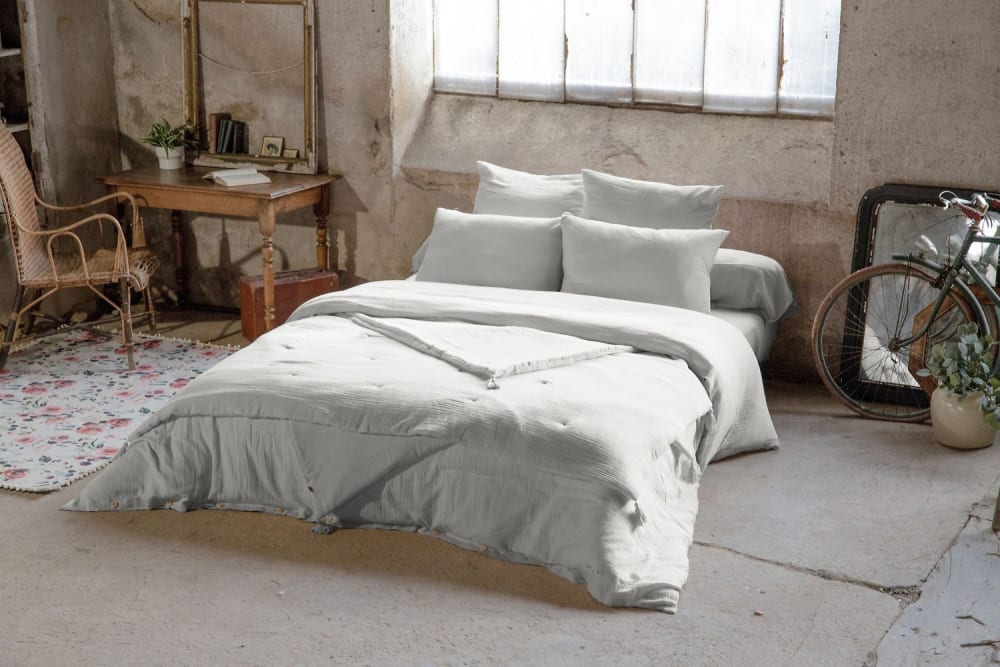 Drap housse en gaze de coton nuage 160x200 cm — vue 4