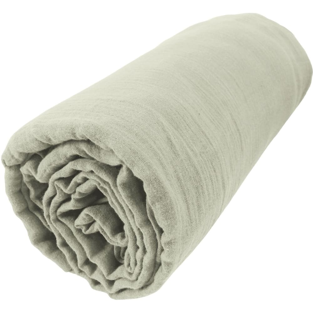 Drap housse en gaze de coton vert d'eau 90x190 cm — vue 3