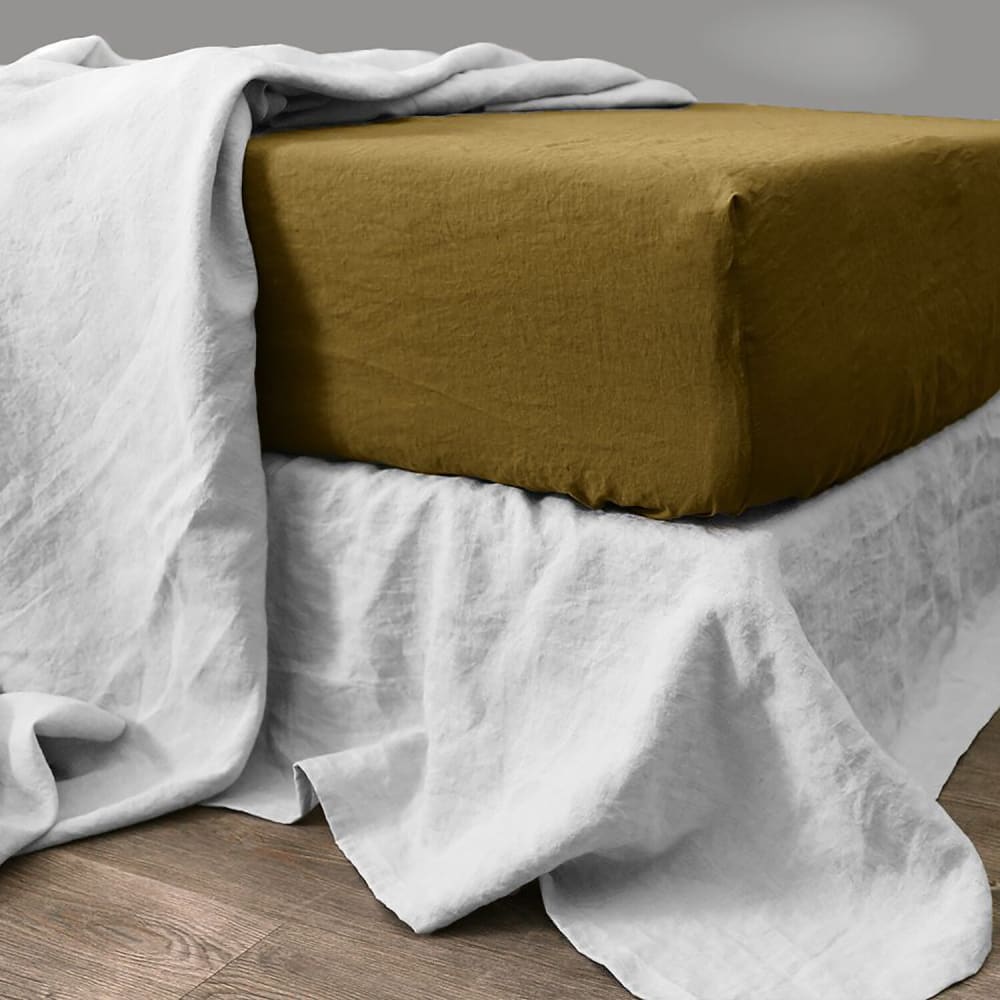 Drap housse en lin moka 200x200 cm — vue 3