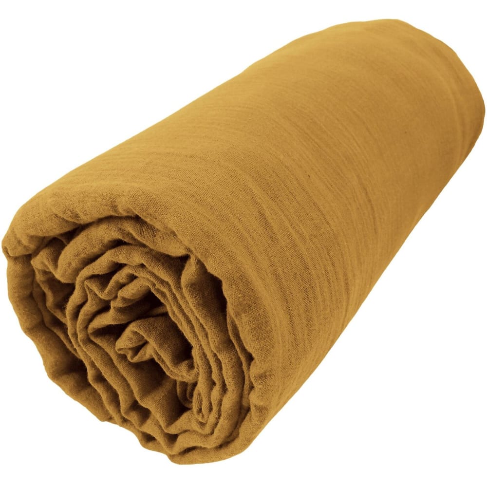Drap housse en gaze de coton safran 180x200 cm — vue 3
