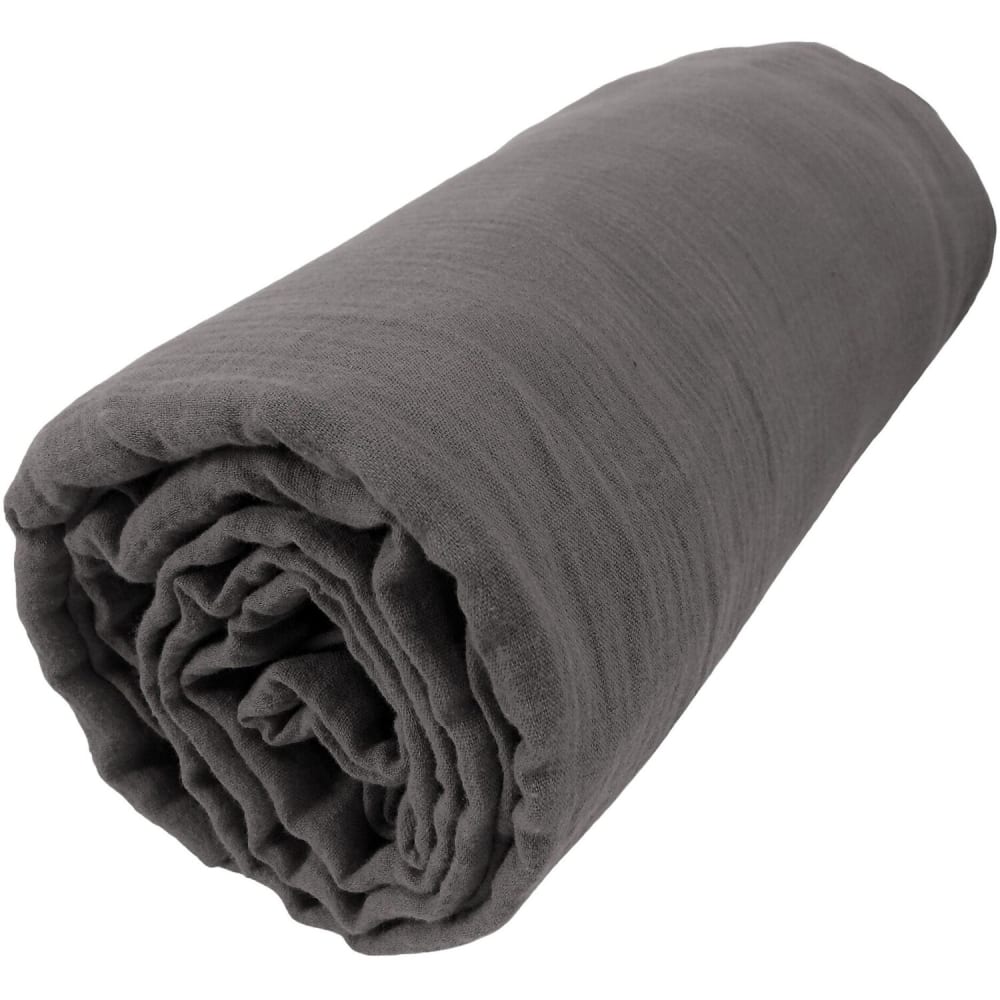 Drap housse en gaze de coton granite 160x200 cm — vue 3