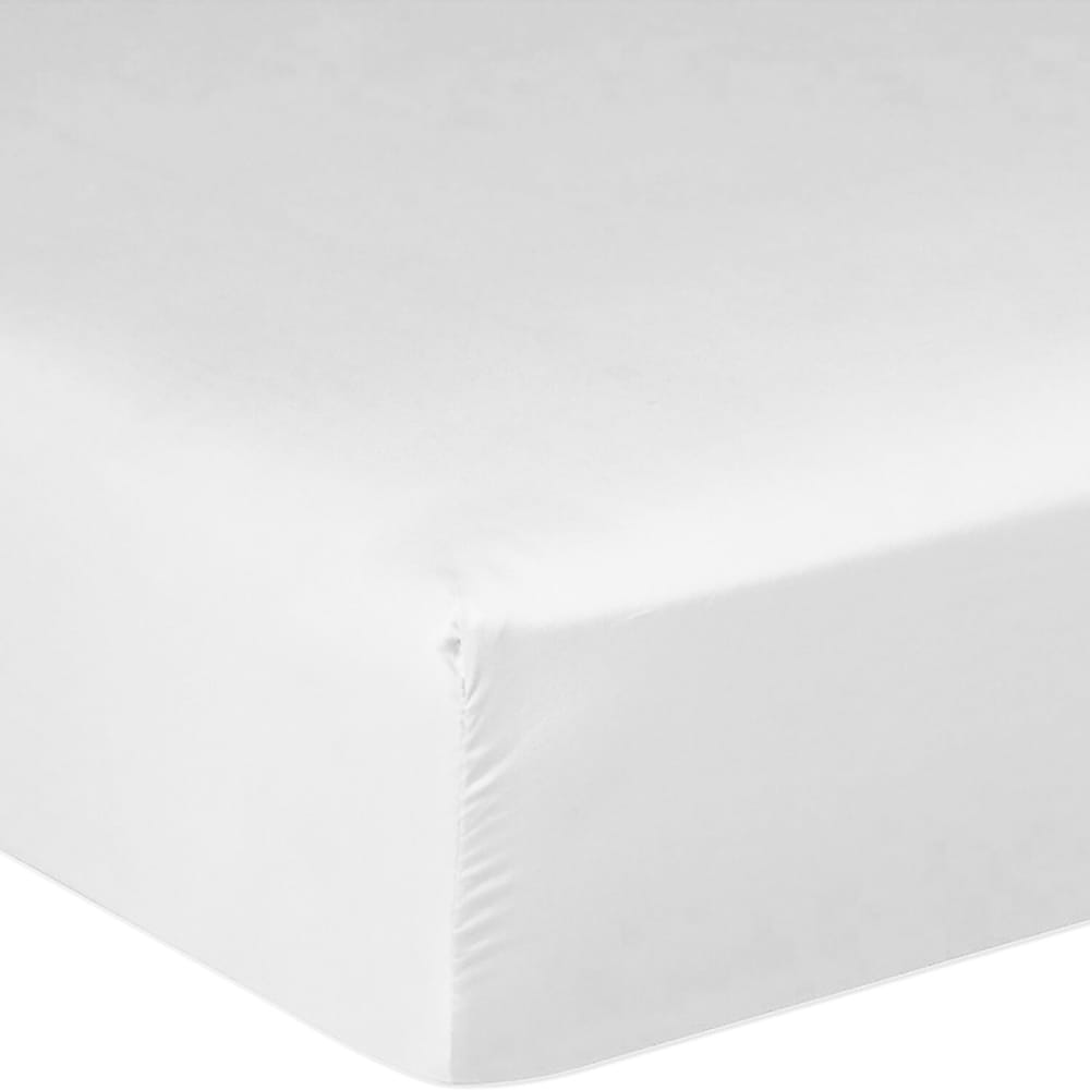 Drap housse en satin coton blanc optique 160x200 cm Drap housse en satin coton blanc optique 160x200 cm