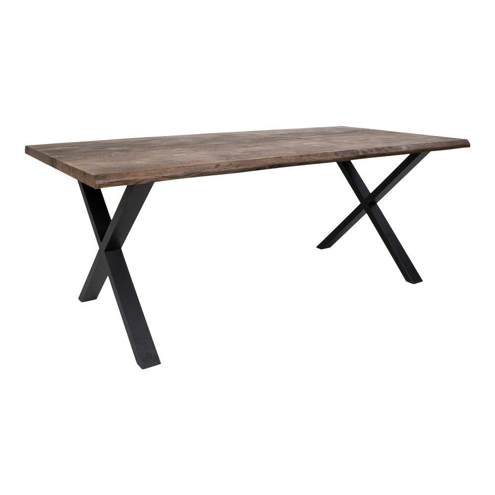 Table à manger 200 cm chêne fumé bords naturels extensible
