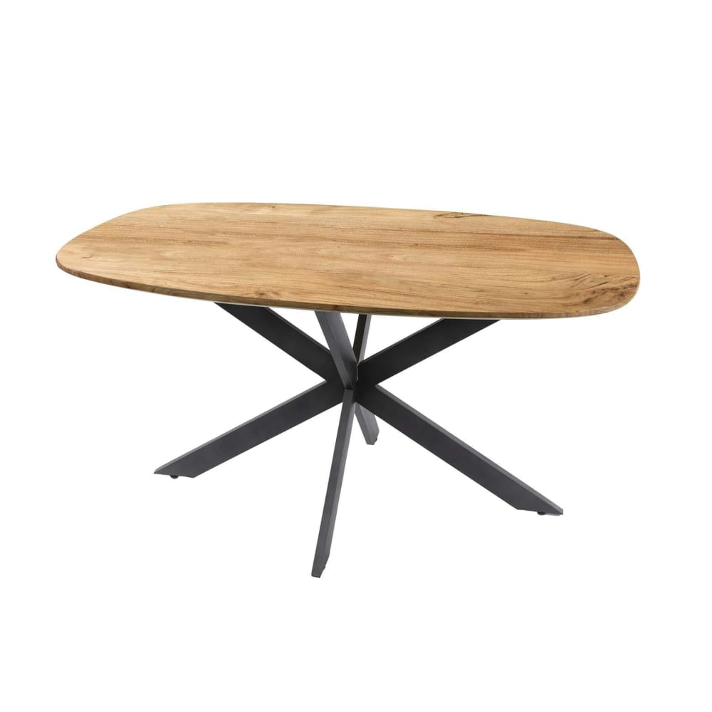 Table à manger ovale 4 personnes en bois 150 cm pied central