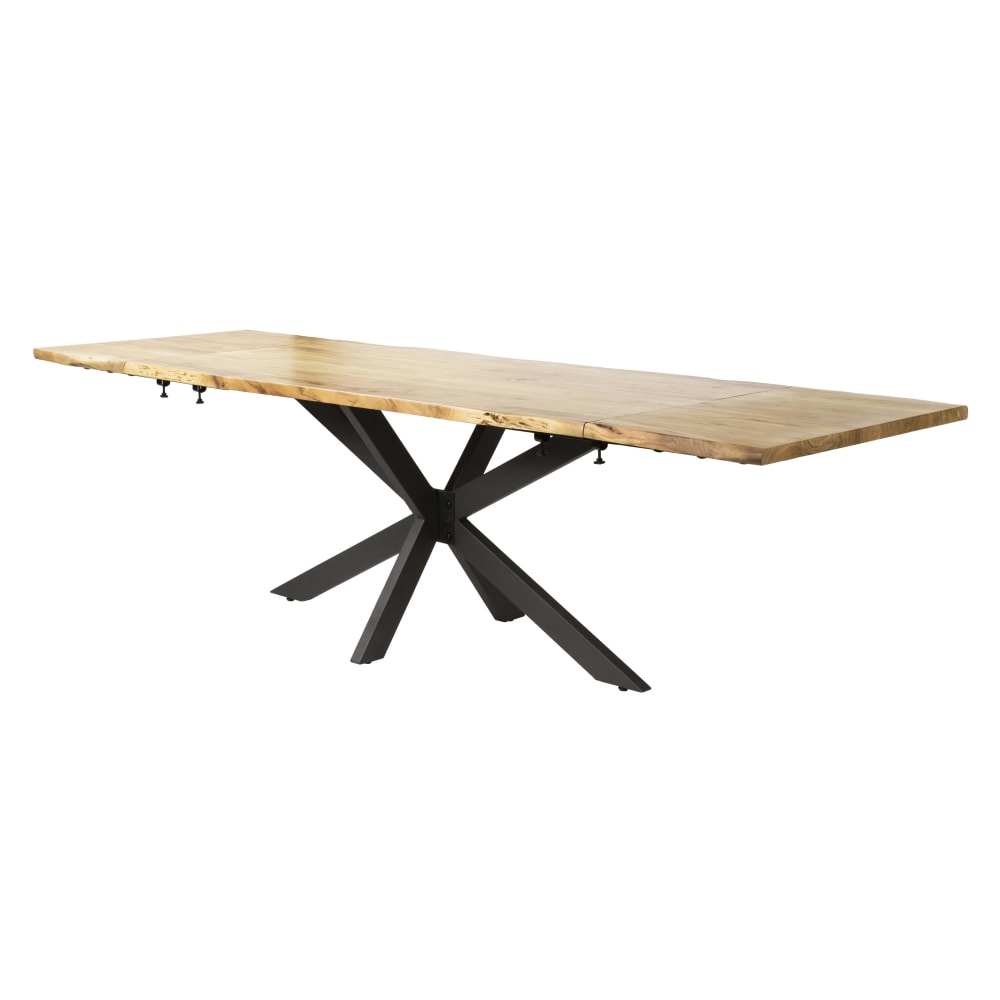 Table extensible bois massif bords irréguliers 175/275 cm