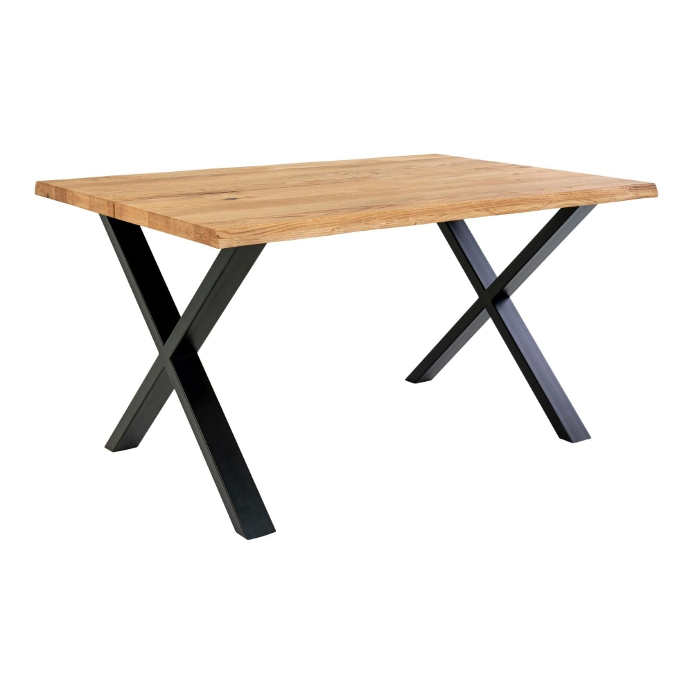 Table à manger 140 cm chêne clair bords naturels extensible