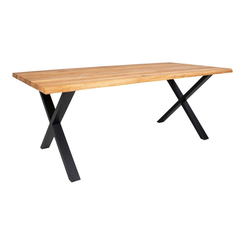 Table à manger 200 cm chêne clair bords naturels extensible