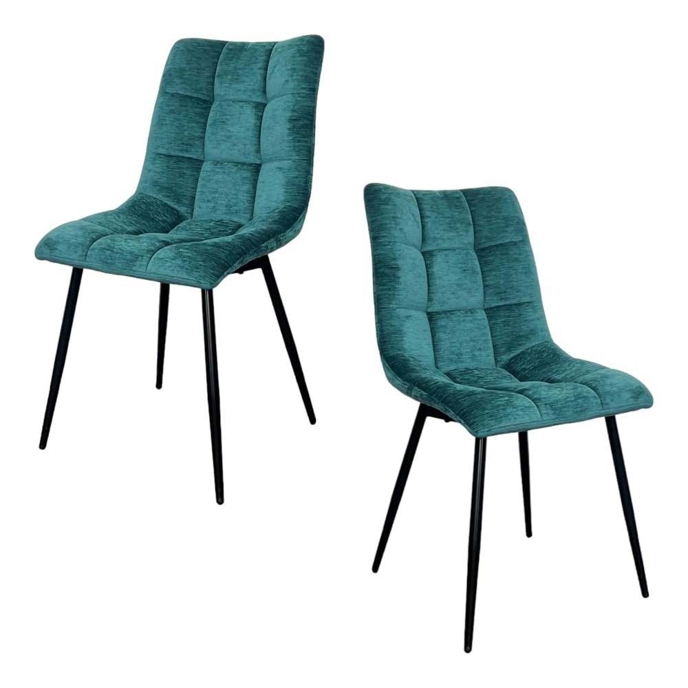 Lot de 2 chaises tissu velours bleu intense