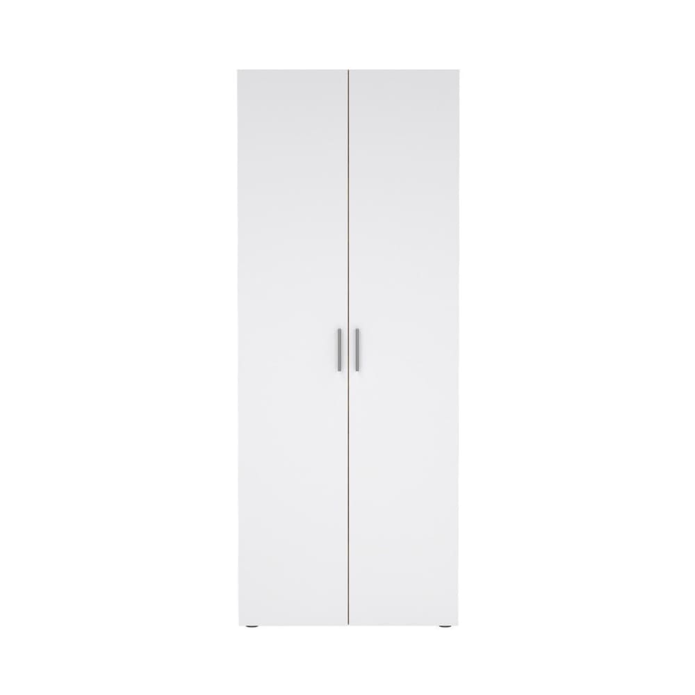Armoire 2 portes décor chêne et blanc brillant H200,9 cm