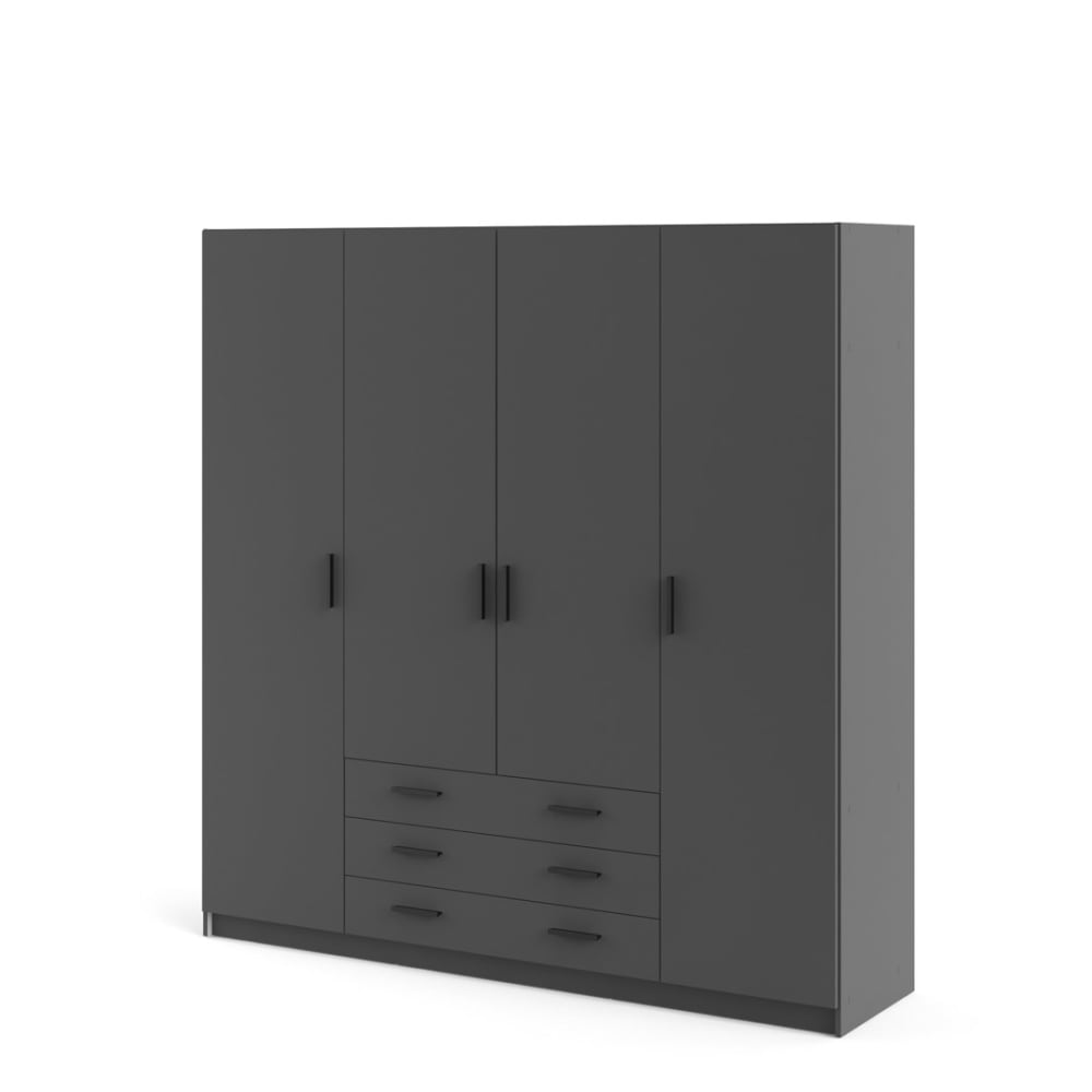 Armoire 4 portes et 3 tiroirs l195,5 cm - gris anthracite