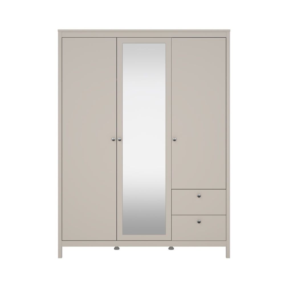 Armoire 3 portes dont 1 miroir et 2 tiroirs l150 cm - taupe