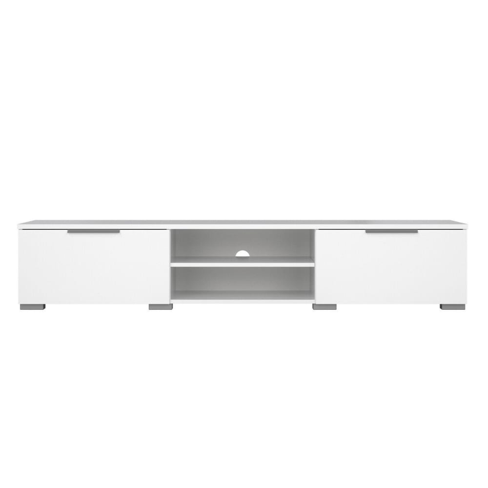 Meuble TV 2 tiroirs et 2 niches L172,7 cm - Blanc