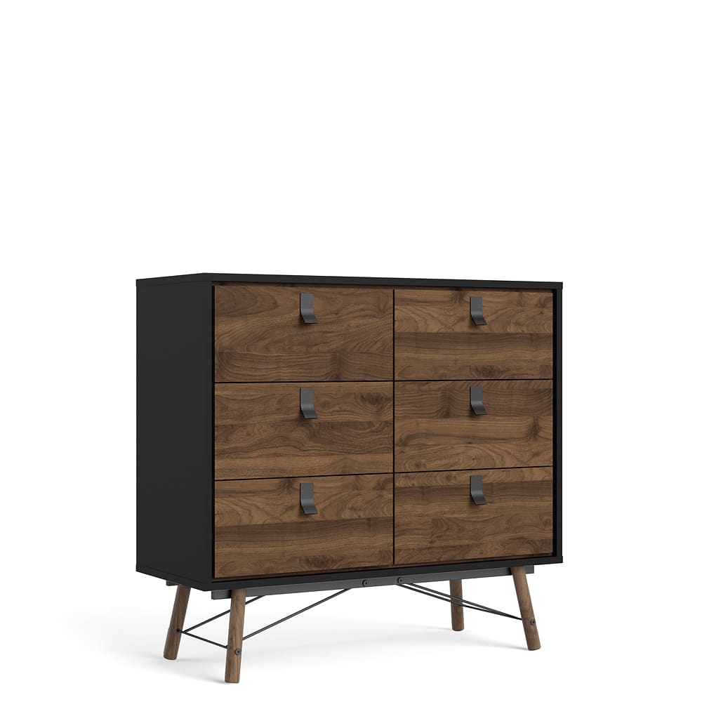 Commode avec piètement métallique L150,3 cm - Effet Noyer et Noir