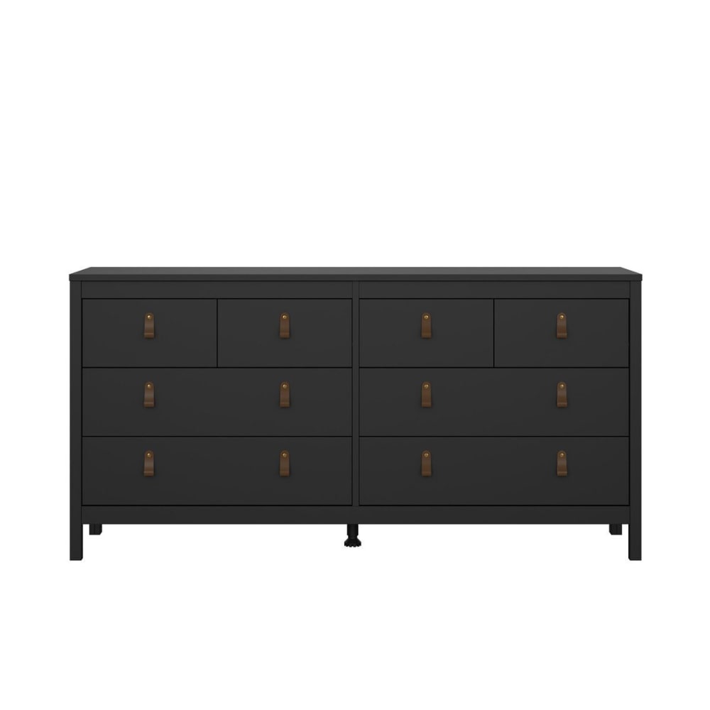 Calicosy Doppelkommode mit 8 Schubladen in mattem Schwarz, L159,6 cm style modern Schwarz Spanplatte