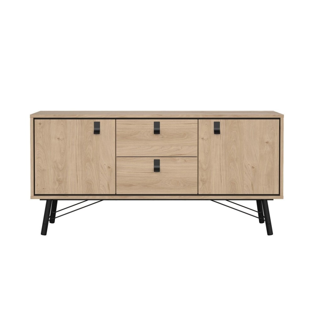 Buffet 2 portes et pied en métal L150,3 cm - Effet Bois clair