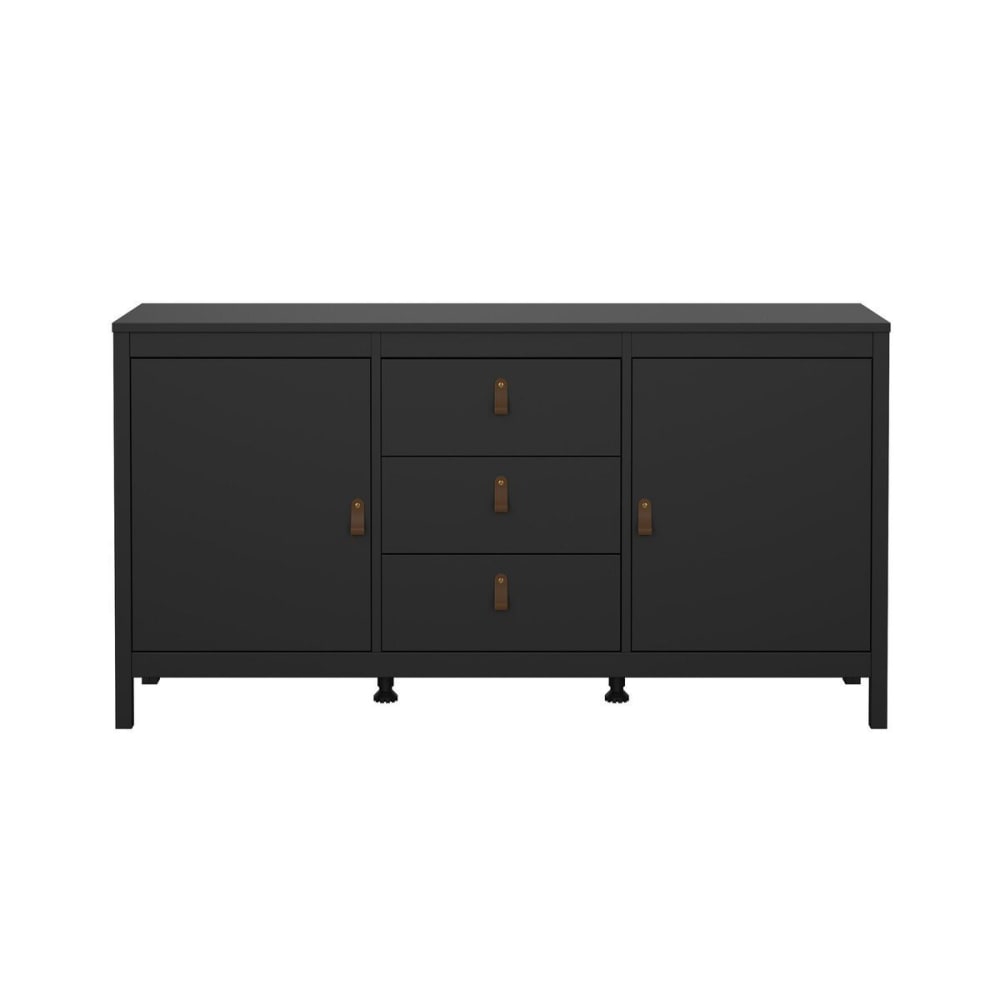 Buffet 2 portes et 3 tiroirs noir mat L151,4 cm