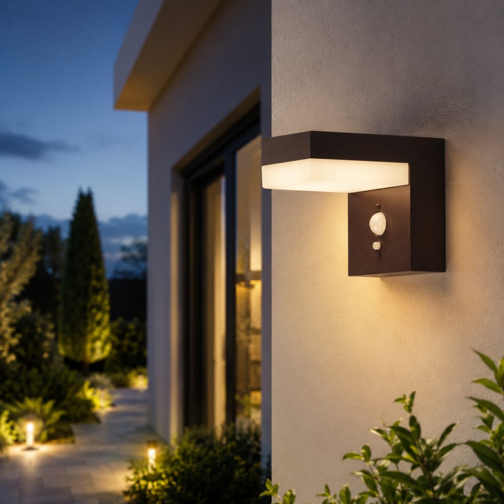 LUMISKY Solar-Wandleuchte mit Sensor Braun 1000lm style modern Braun Stahl