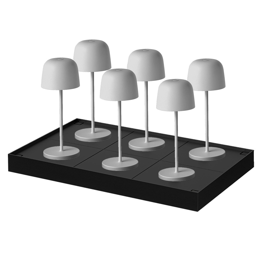 Lot de 6 lampes de table avec socle acier gris h28cm