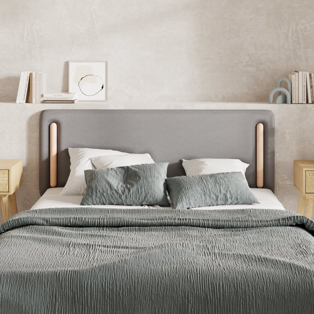 Kopfteil aus grauem Stoff 140 cm - Maisons Du Monde