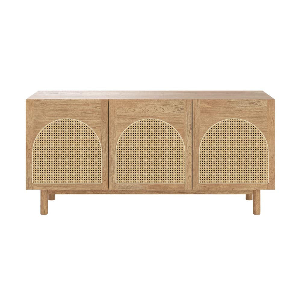 Buffet en bois massif de mindi et rotin