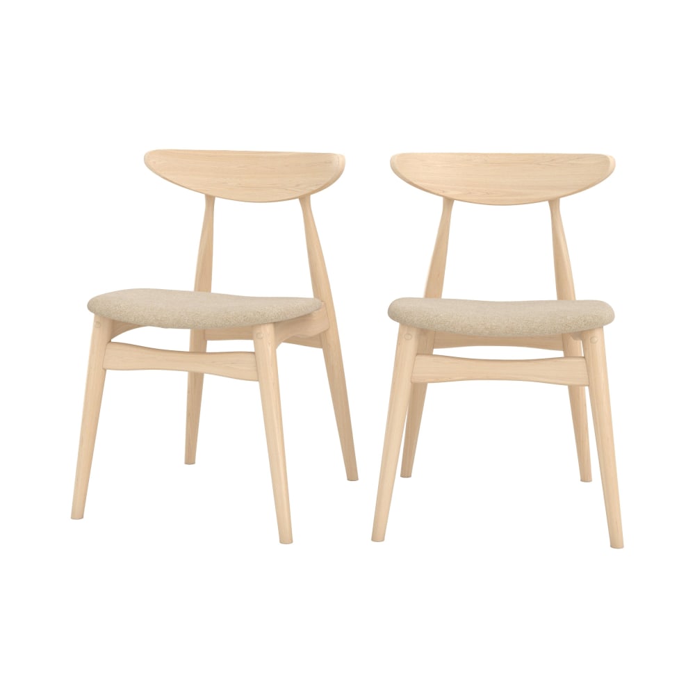 Maison Pavane 2er Set Stühle aus beigem Stoff und Rubberwood style vintage - Stoff