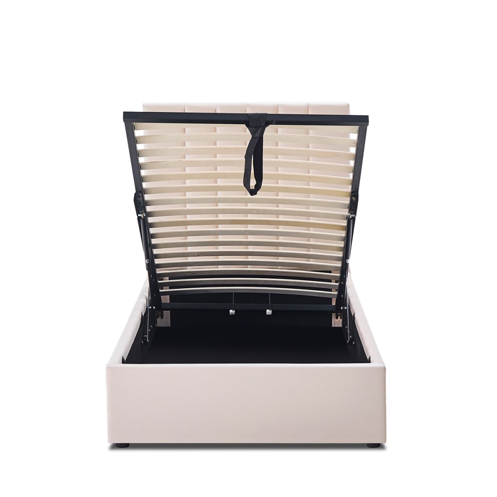 Lit coffre velours beige