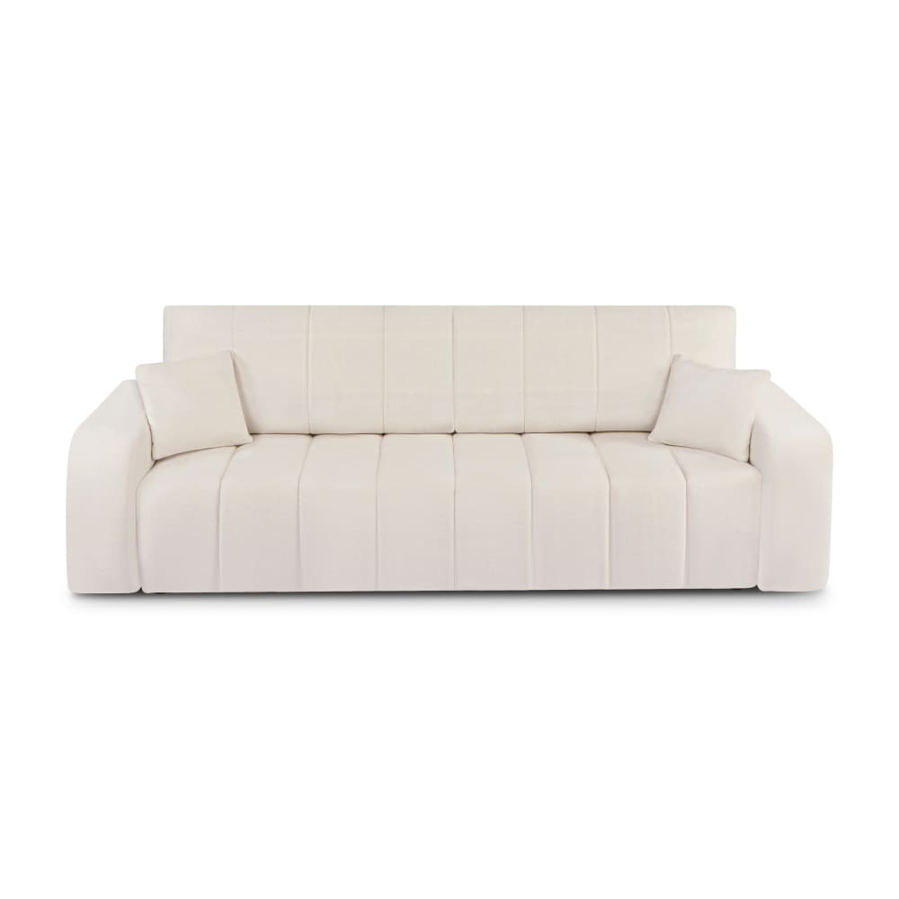 Canapé droit convertible en tissu 3 places ecru