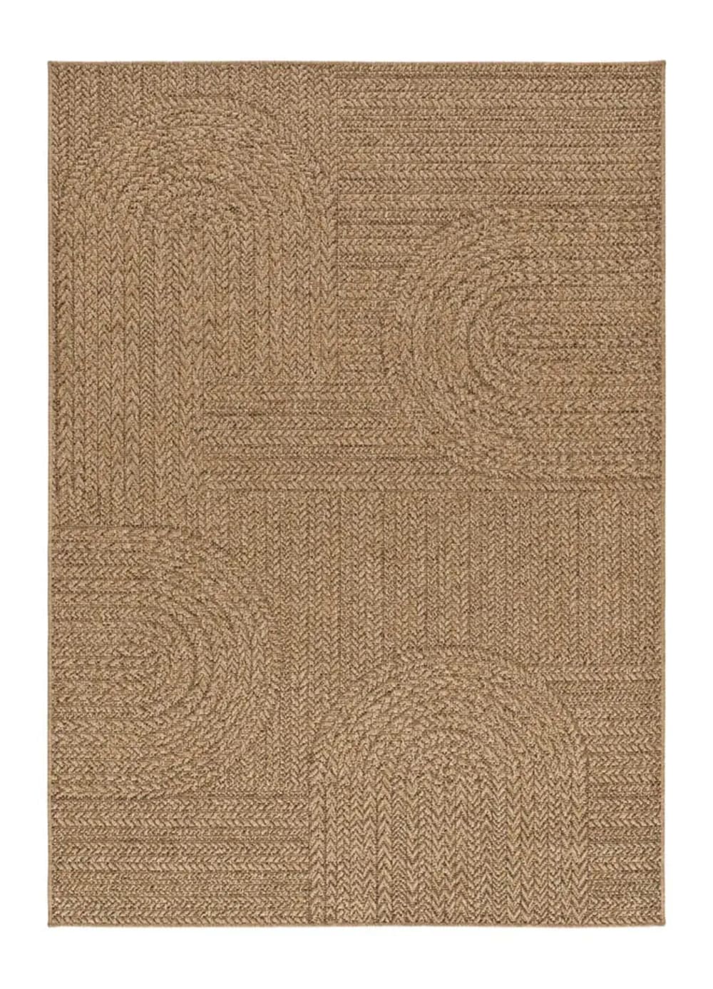 Tapis d'extérieur effet jute marron clair 120x170 cm