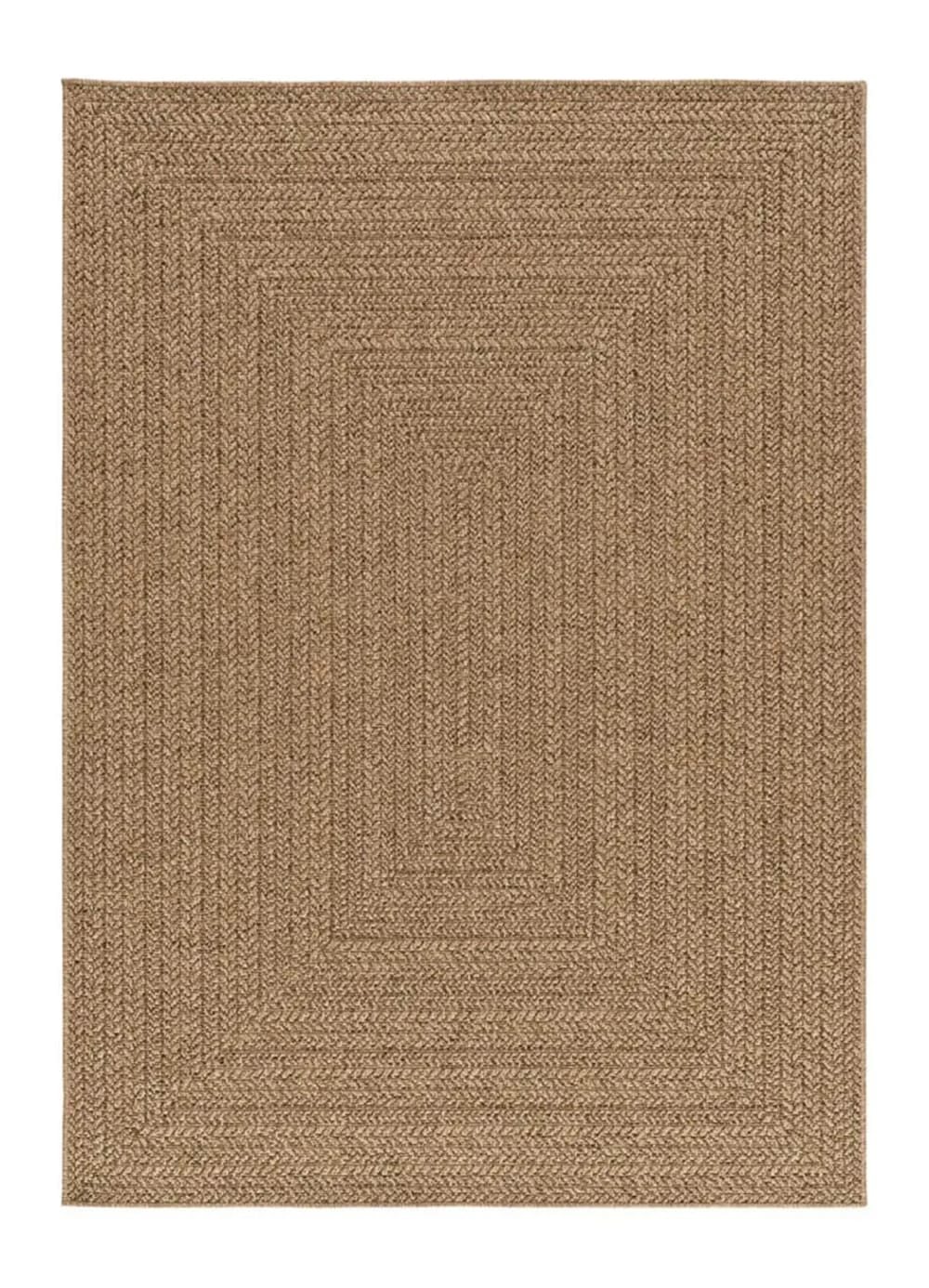 Tapis d'extérieur effet jute marron clair 200x290 cm