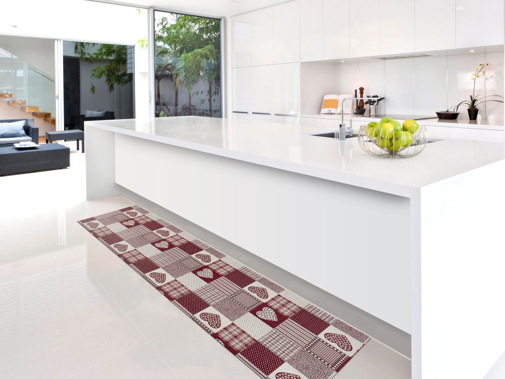 Tapis de cuisine lavable patchwork rouge 48x200 cm — vue 3