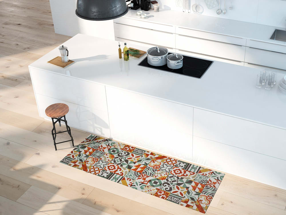 Tapis de cuisine lavable carreaux ciment multicolore 52x100 cm — vue 3