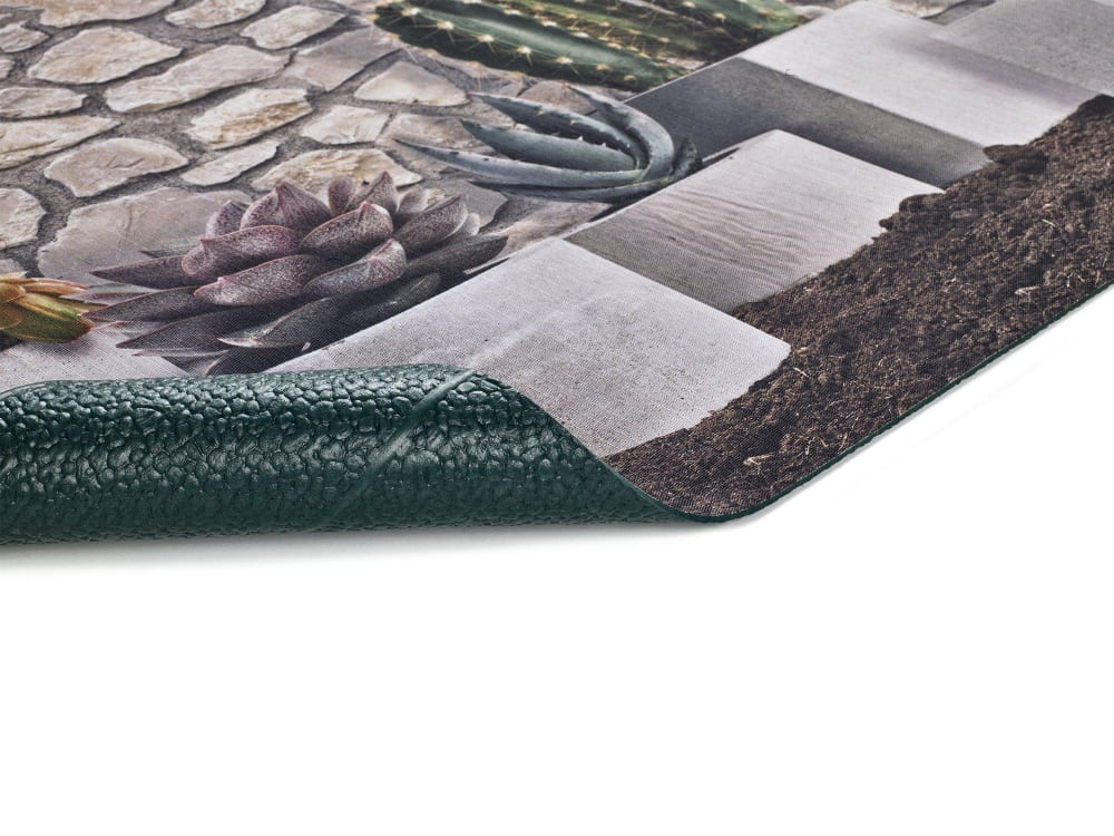 Tapis de cuisine lavable fleurs gris/vert 52x100 cm — vue 4