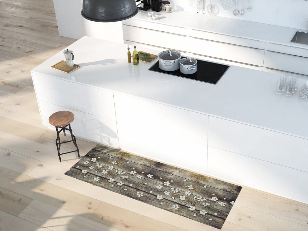 Tapis de cuisine lavable fleurs marron 52x200 cm — vue 3