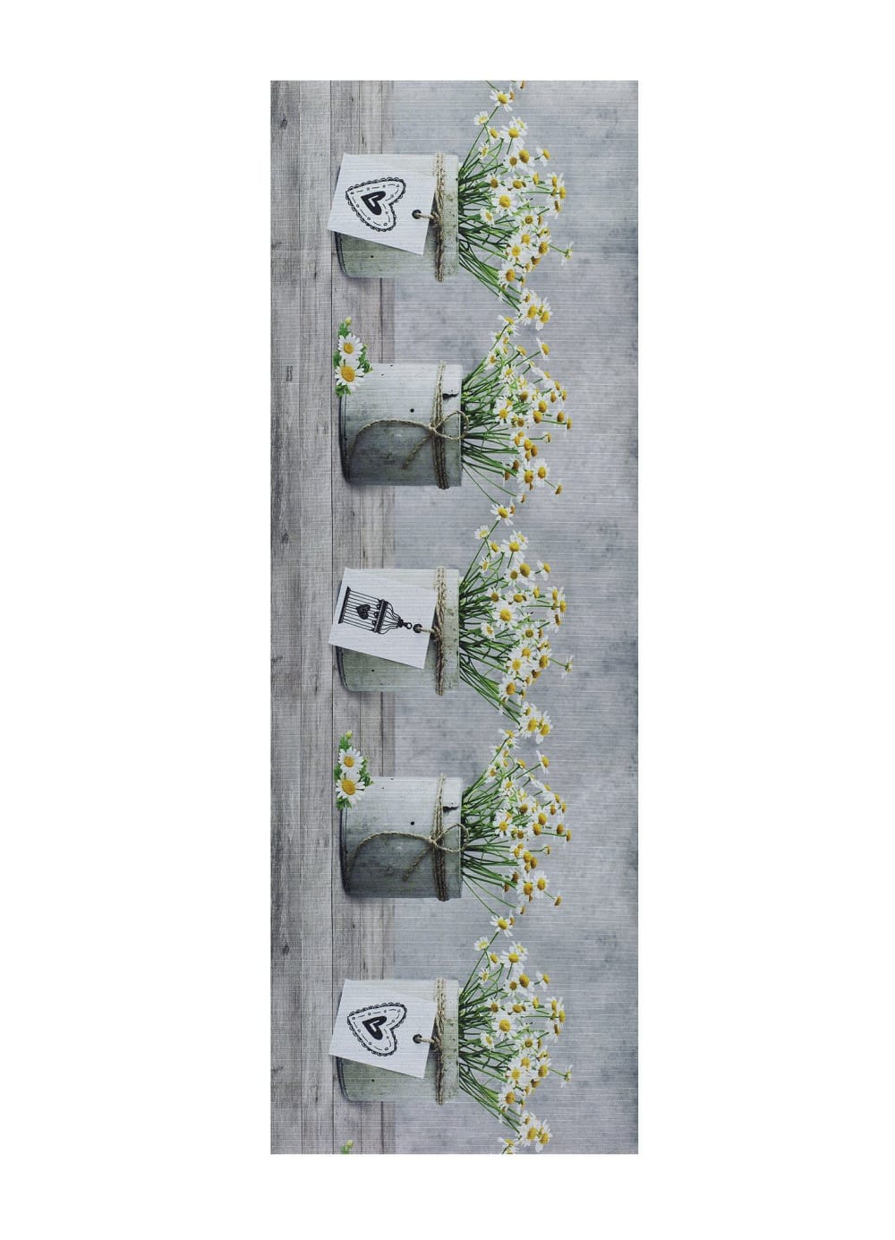 Tapis de cuisine lavable fleurs gris/vert/jaune 52x100 cm