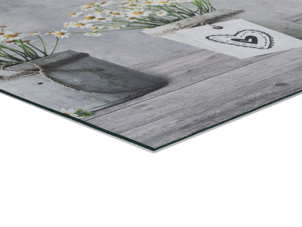 Tapis de cuisine lavable fleurs gris/vert/jaune 52x200 cm — vue 4