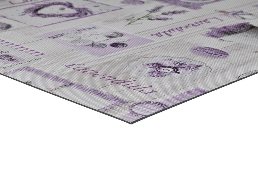 Tapis de cuisine lavable plantes lilas/blanc 48x200 cm — vue 4