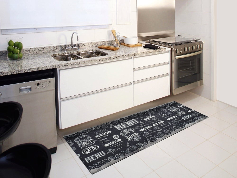 Tapis de cuisine lavable menu noir/blanc 52x200 cm — vue 3