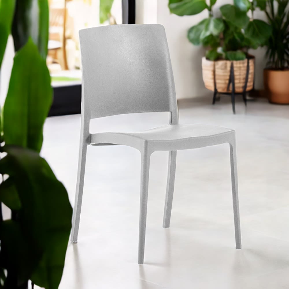 Lot de 6 chaises de jardin empilables en polypropylène gris clair