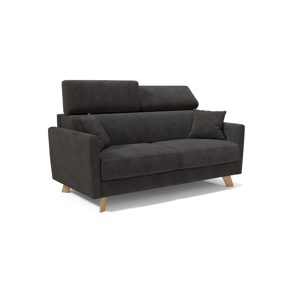 Canapé convertible avec têtières réglables 160 cm noir