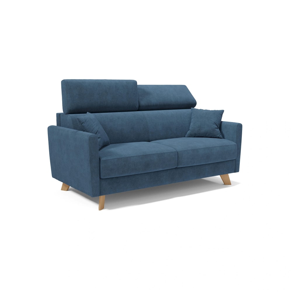Canapé convertible avec têtières réglables 160 cm bleu