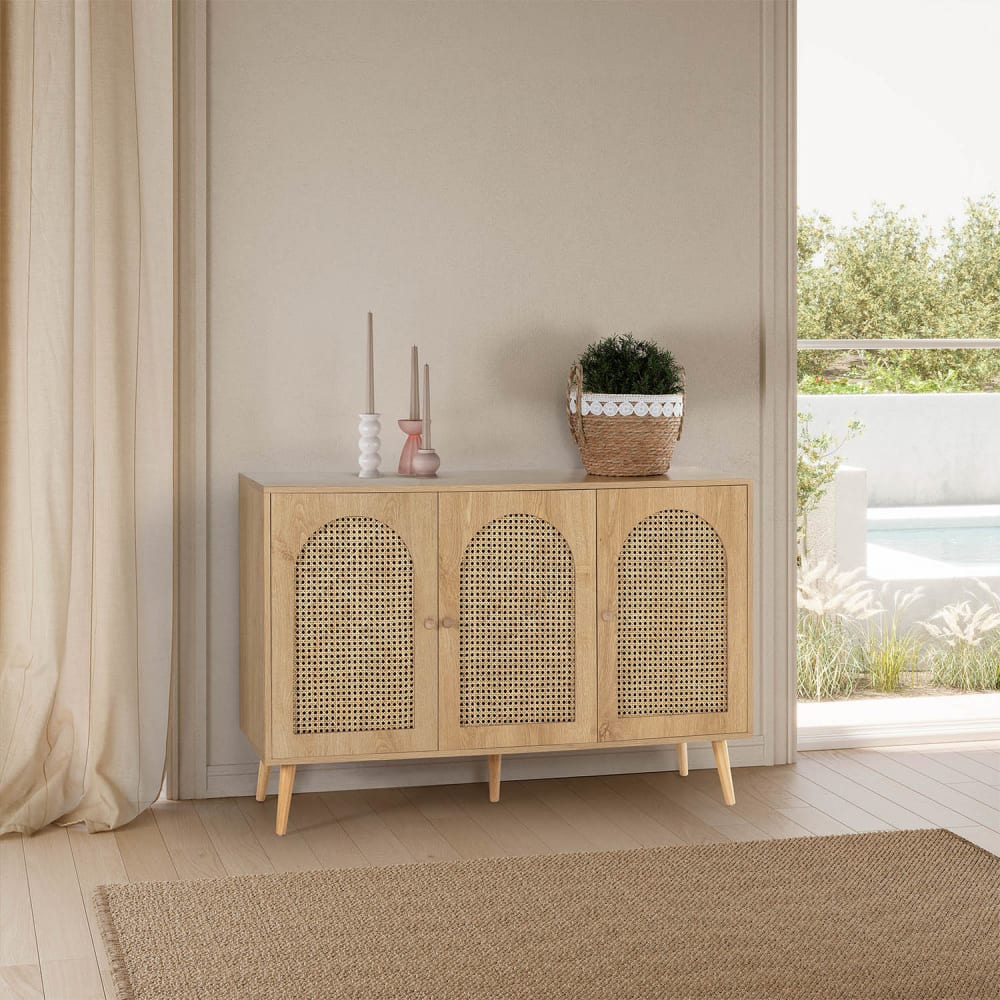 HOMN Sideboard 3 türen Eichefarbe style modern Braun Spanplatte