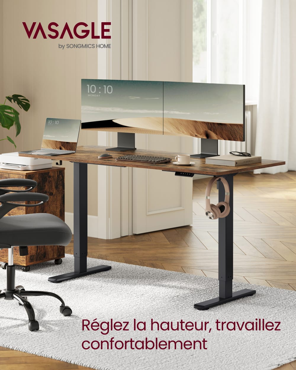 Cadre de bureau sans plateau support de bureau réglable noir