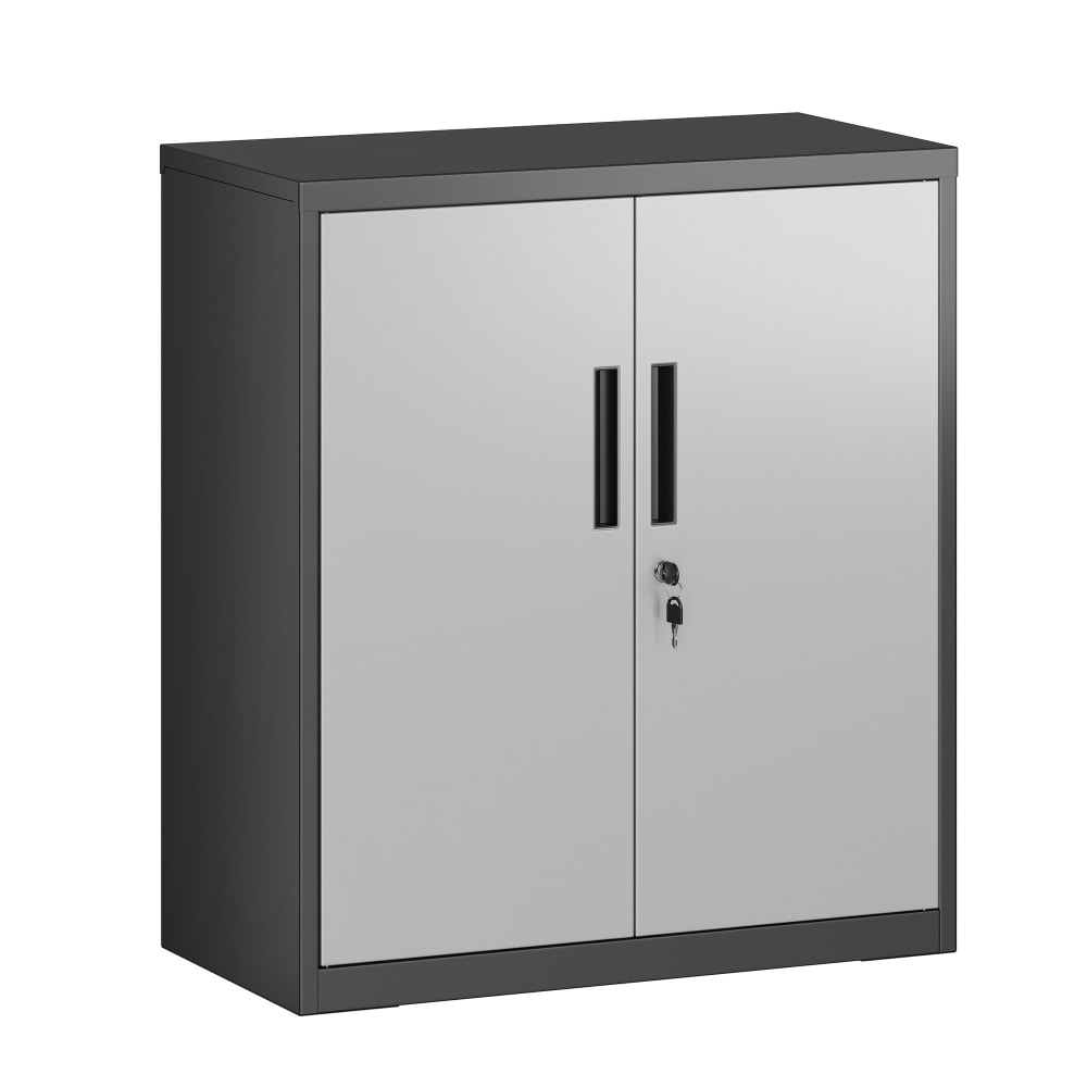 Armoire de classement avec 2 portes verrouillable argenté/noir